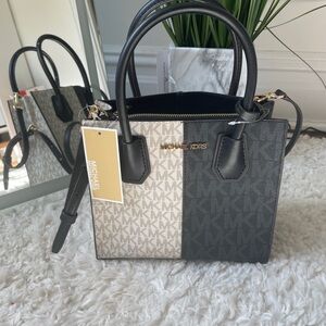 Michael Kors Black and Cream Women's Mercer Bag